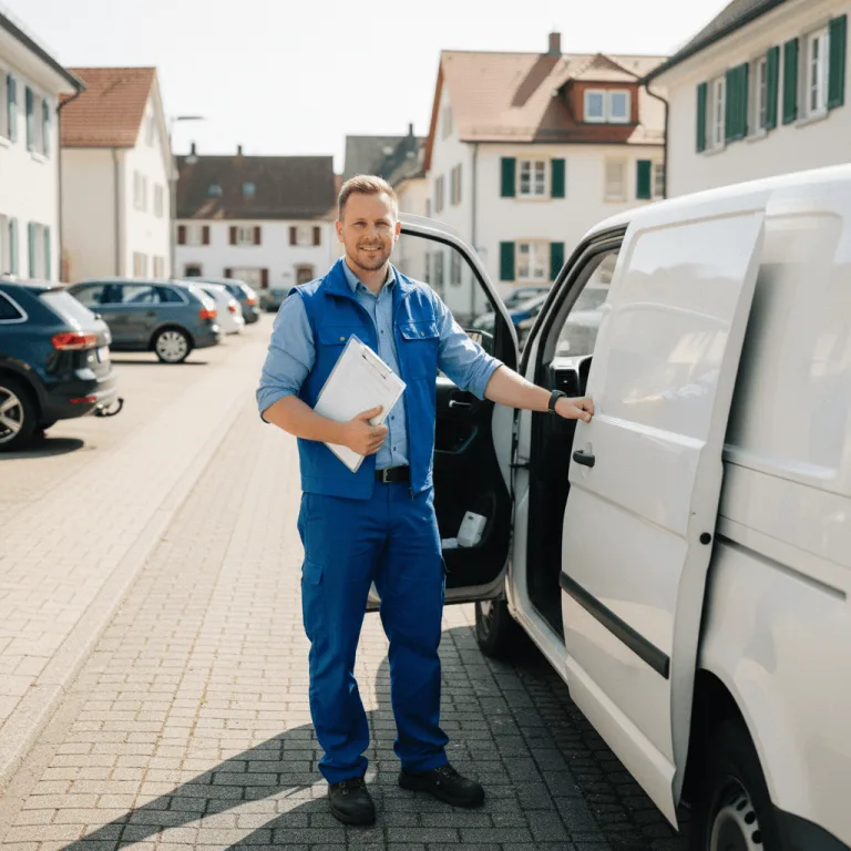 Professioneller Techniker in Arbeitskleidung bei der Vorbereitung eines Einsatzes gegen Mäuse